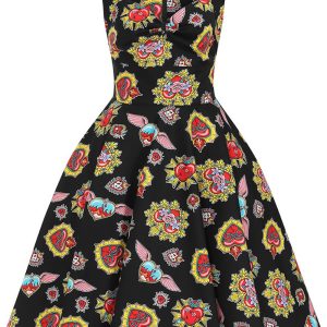 Hell Bunny Amias Sacred Heart 50's Swing Dress Black