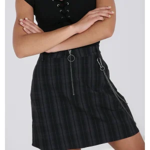 Hell Bunny Storm 80's Short Skirt Grey
