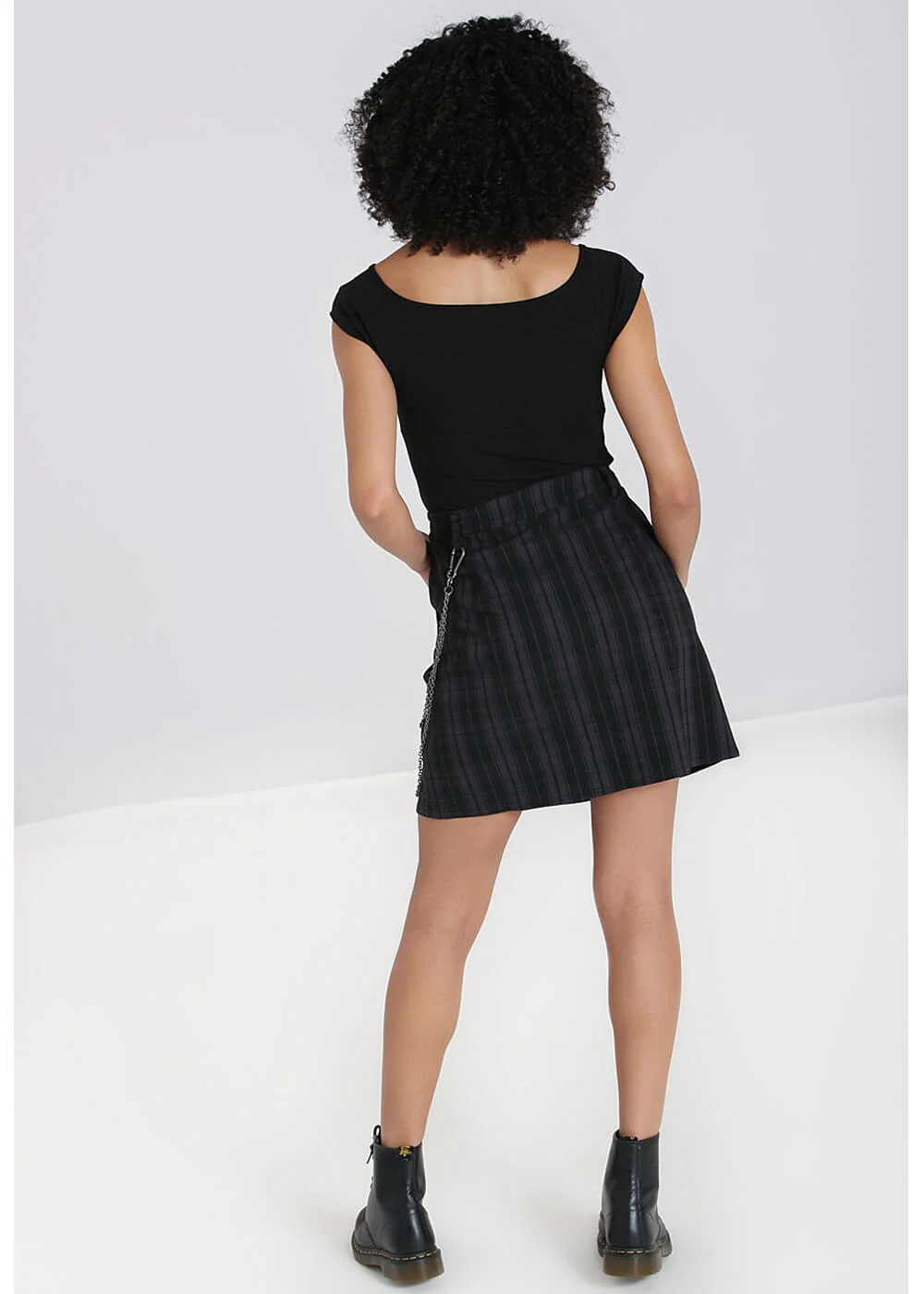 Hell Bunny Storm 80's Short Skirt Grey – Image 3