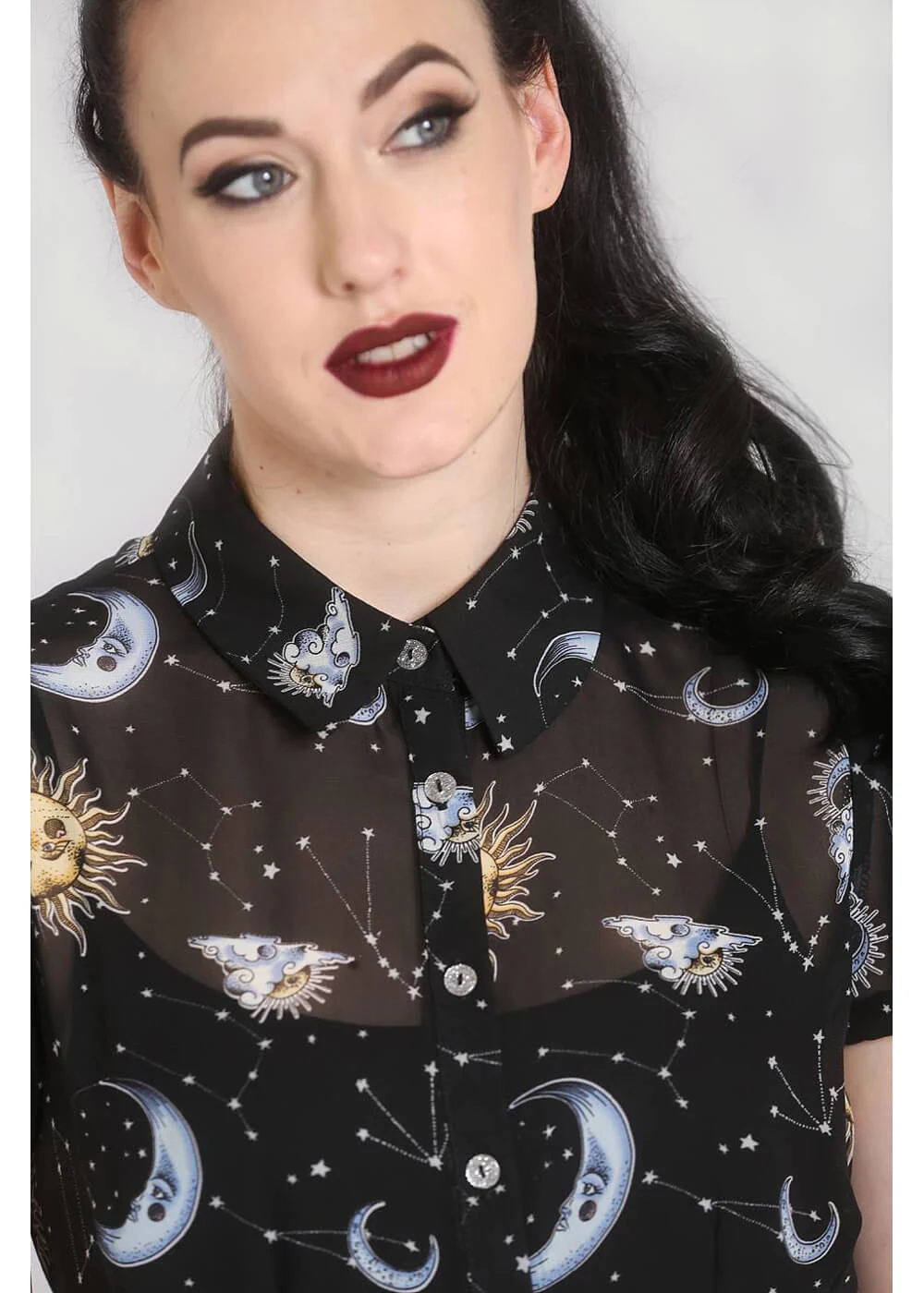 Hell Bunny Solaris Sun & Moon 70's Blouse Black – Image 8