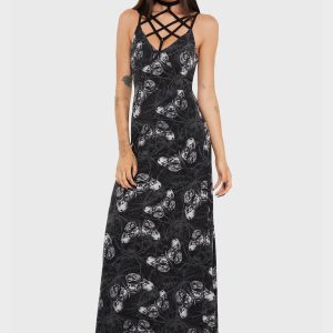 Killstar Alchemy Spidrasica's Web Maxi Dress Black