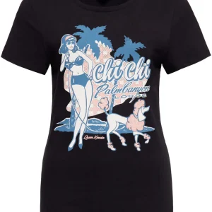 Queen Kerosin Chi Chi Beach Poodle Girly T-Shirt Black