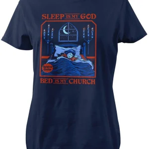 Steven Rhodes Bed Is My Church Girly T-Shirt Navy Blue