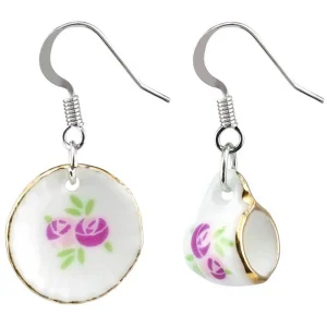 Succubus Vintage Cup & Saucer Ceramic Earrings Muti