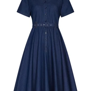 Succubus Clothing Ruby Denim 50's Swing Dress Navy