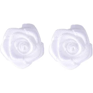Succubus Satin Rose Earrings White