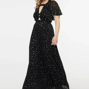 Unique Vintage Smak Parlour Shining Star Maxi Dress Black