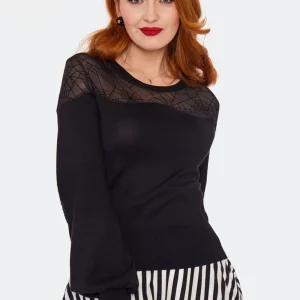 Voodoo Vixen Spiderweb Mesh 50's Sweater Black