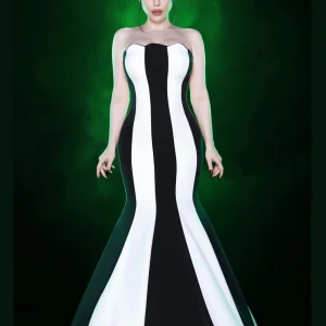 Weasel Wear Sandworm Striped Maxi Dress Black White