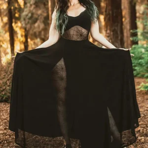 Weasel Wear Arachnophobia Spiderweb Maxi Dress Black