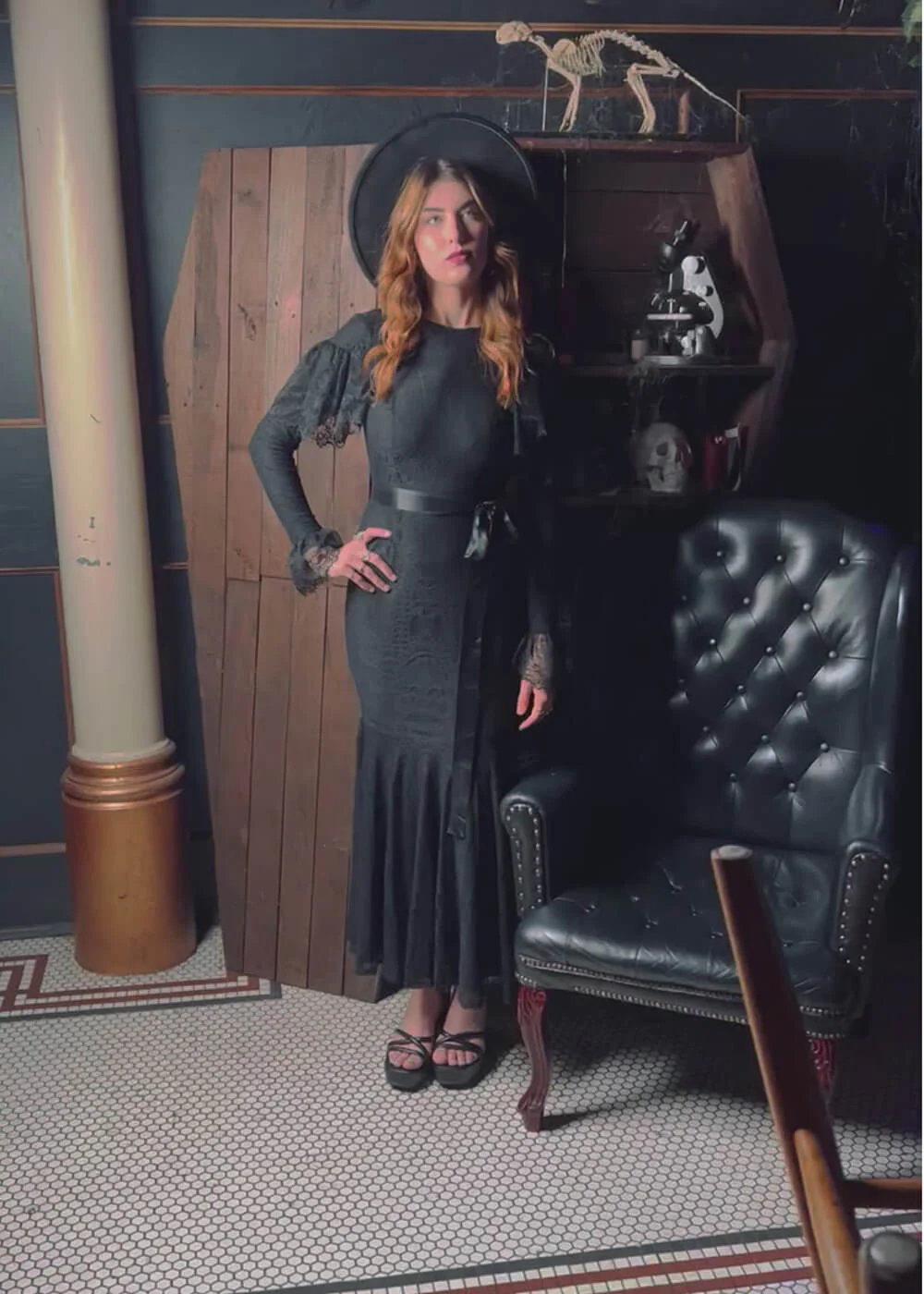 Witchwood Borden Lace Mermaid Maxi Dress Black – Image 6