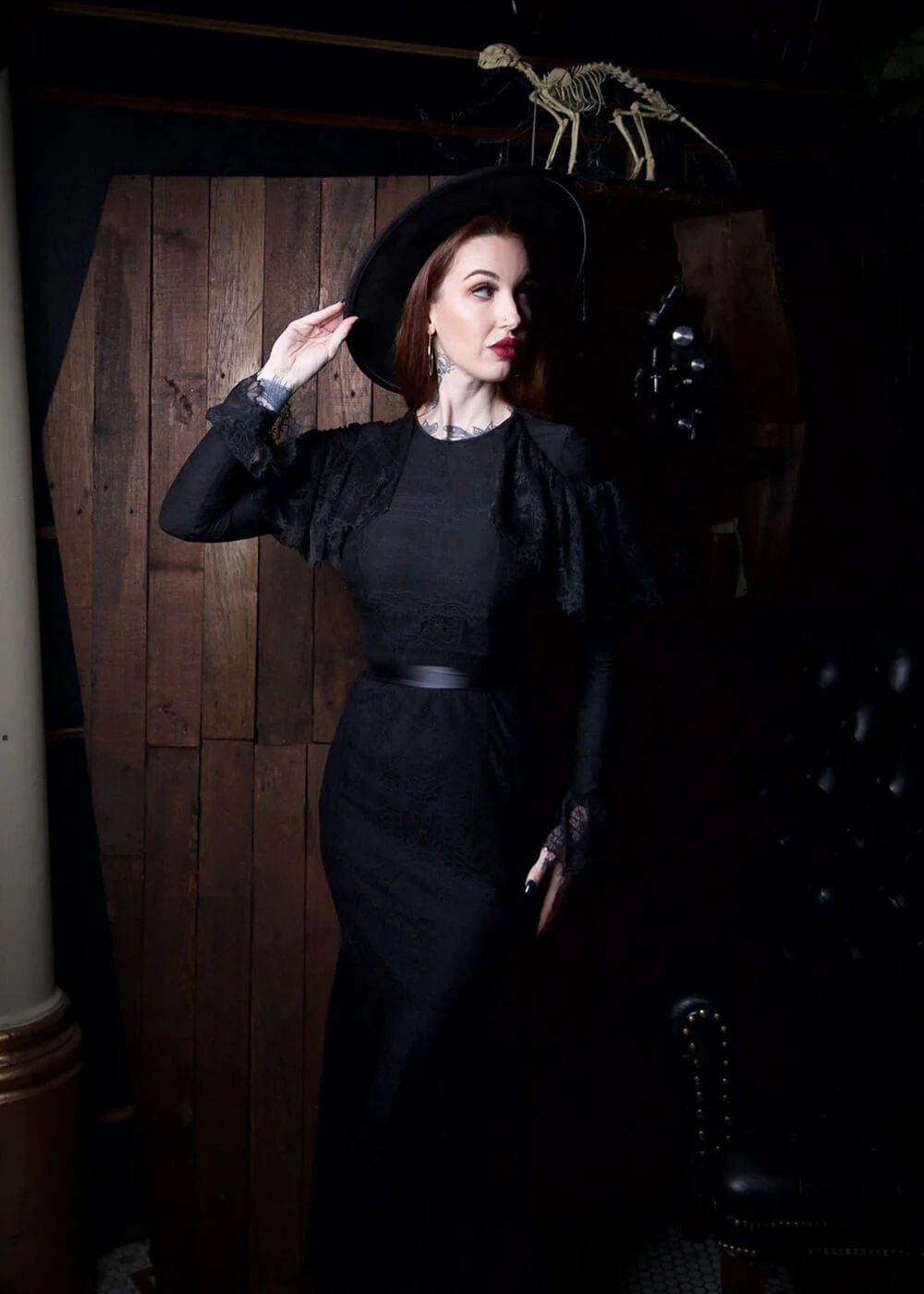 Witchwood Borden Lace Mermaid Maxi Dress Black – Image 7